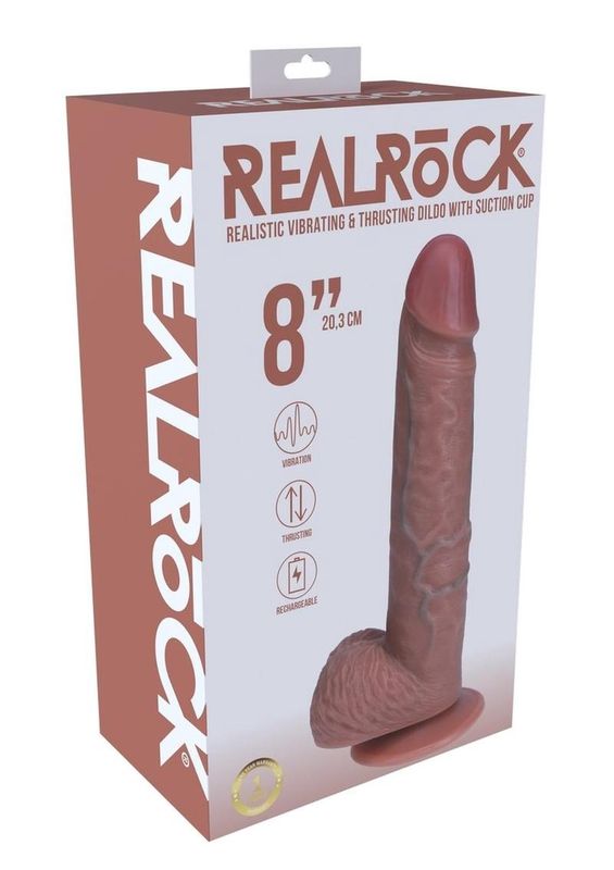 RealRock 8&quot; Realistic Rechargeable Vibrating &amp; Thrusting Dildo