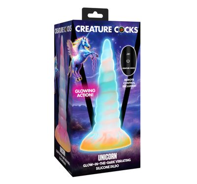 Creature Cocks Unicorn Glow-in-the-Dark Vibrating Silicone Dildo