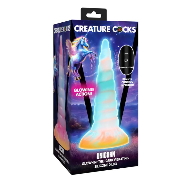Creature Cocks Unicorn Glow-in-the-Dark Vibrating Silicone Dildo