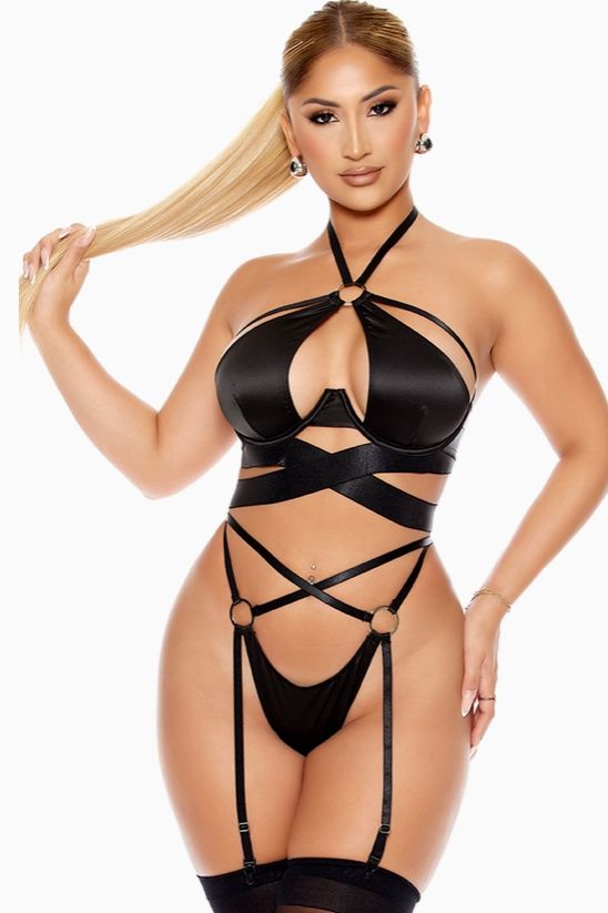 Soft Life Satin Criss Cross Bra Set