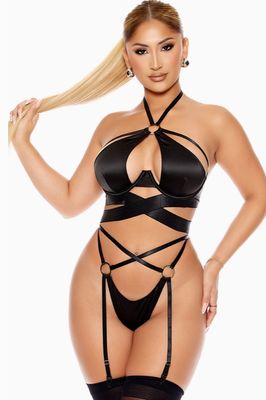 Soft Life Satin Criss Cross Bra Set