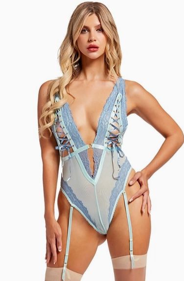 Tonal Blue Lace Up Teddy