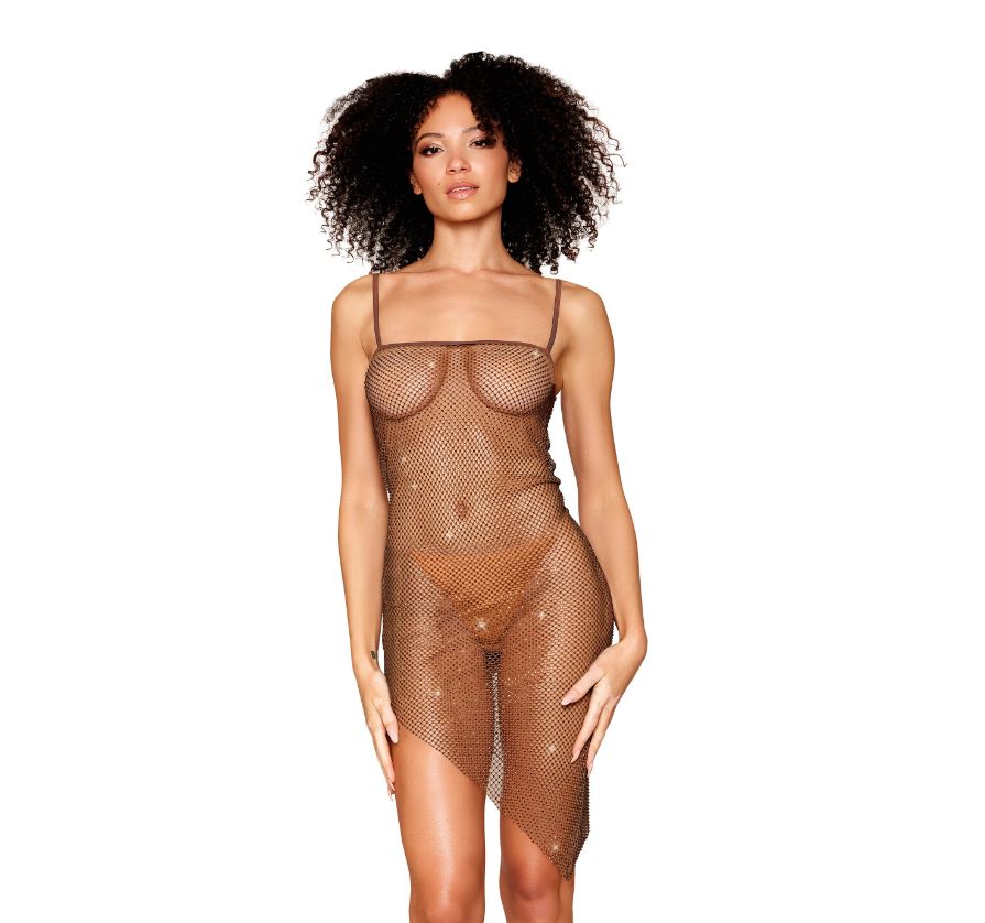 Asymmetric Rhinestone Chemise