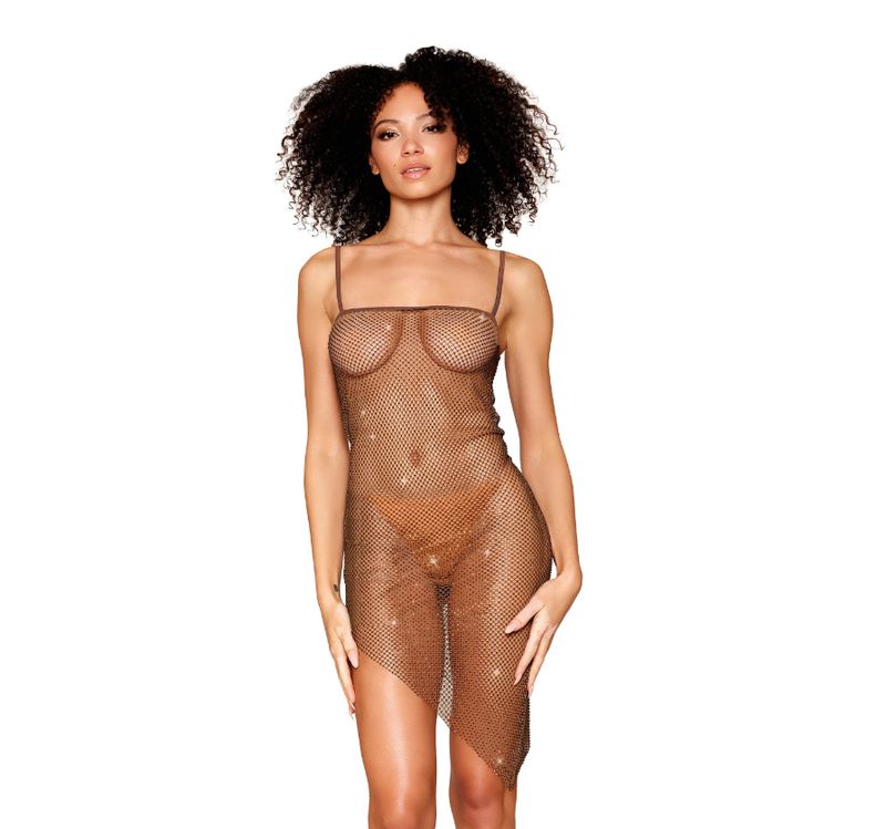 Asymmetric Rhinestone Chemise