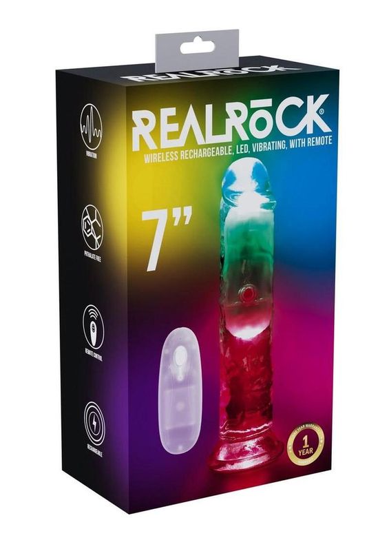 RealRock 7&quot; Vibrating LED Remote Control Dildo