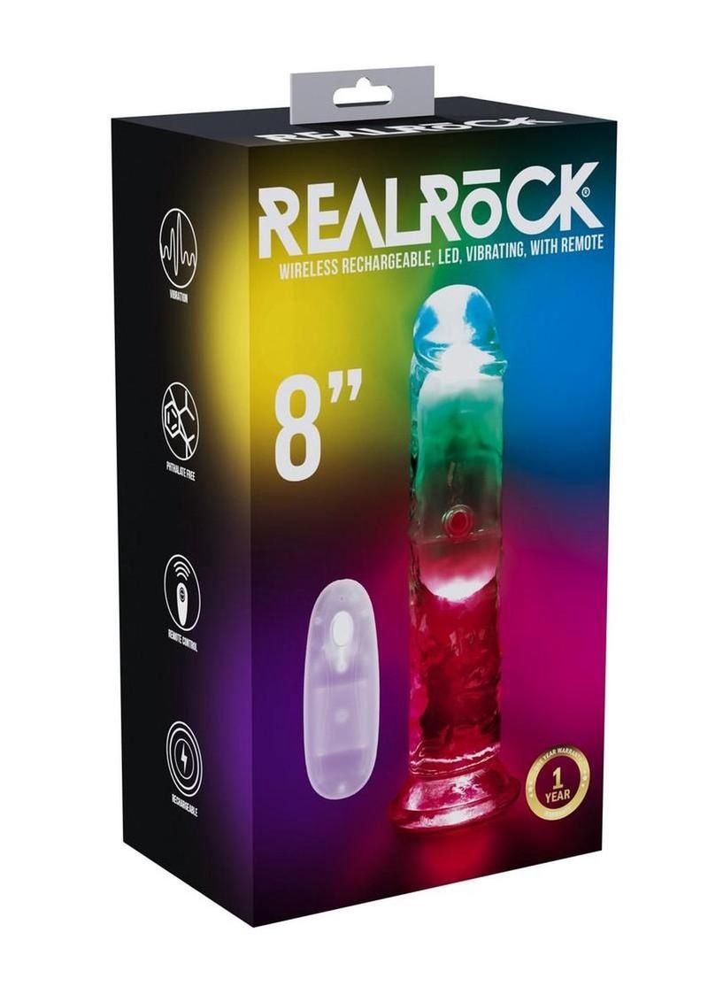 RealRock 8&quot; Vibrating LED Remote Control Dildo
