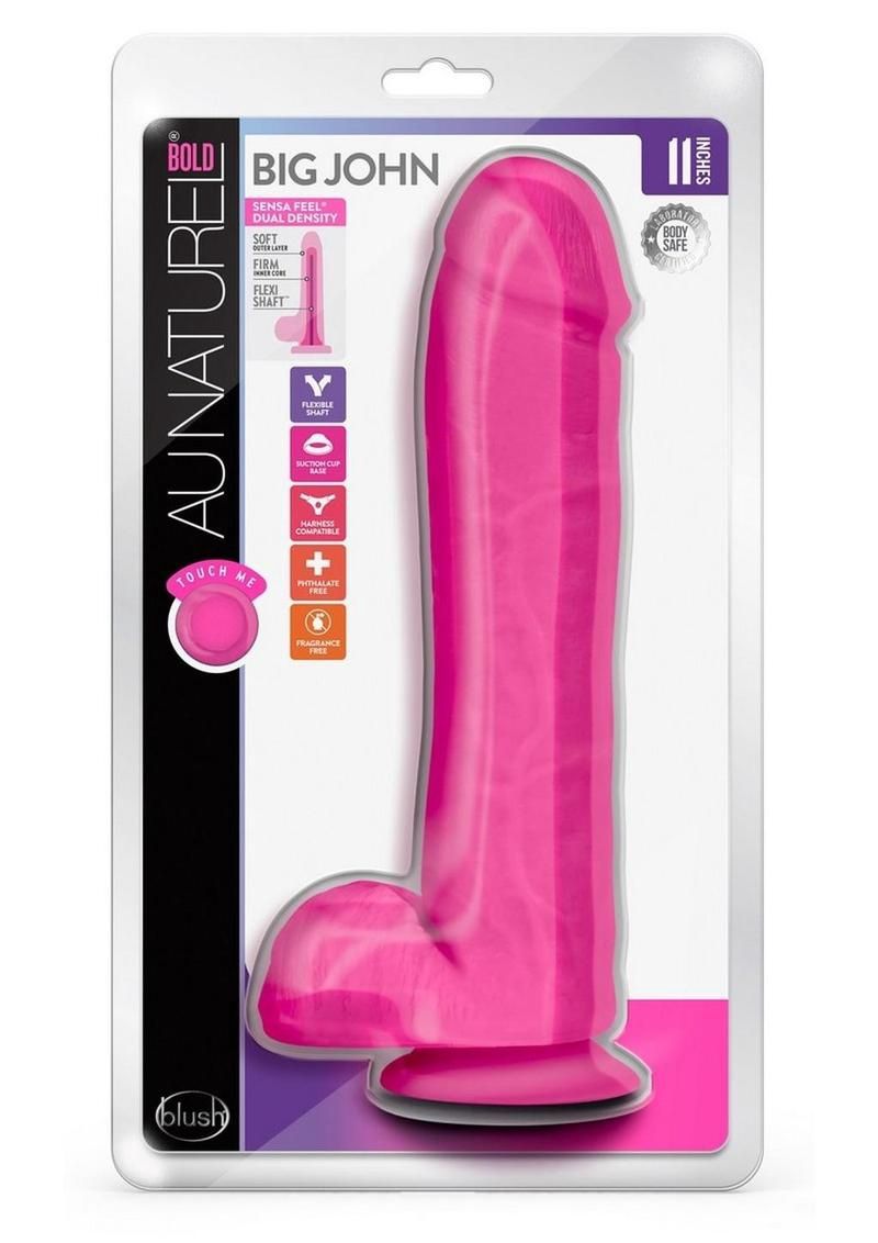 Au Naturel Bold Big John 11&quot; Dual Density Dildo, Color: Pink