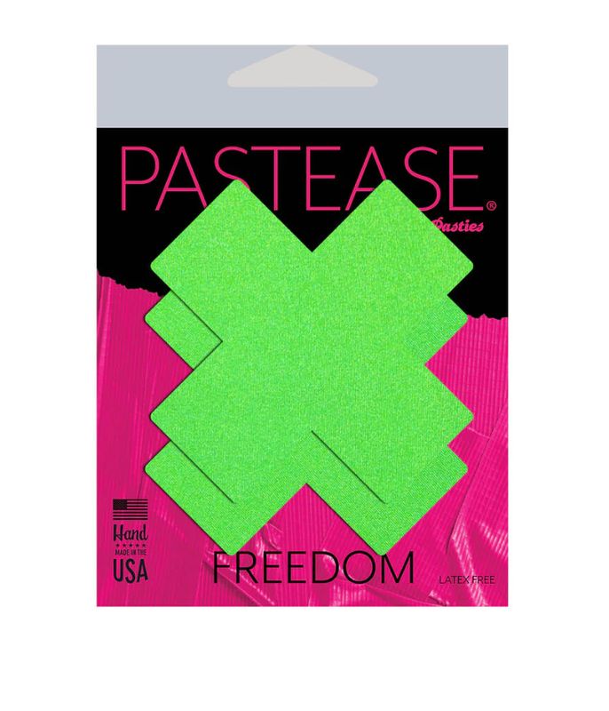 Pastease Plus X Neon Green Cross Pasties