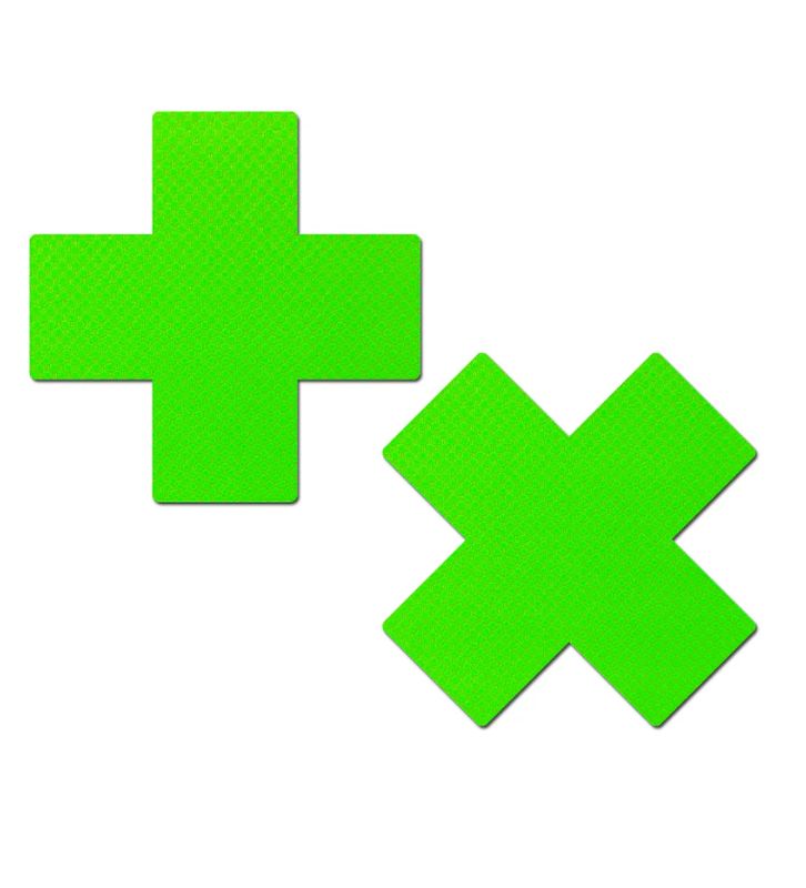 Pastease Plus X Neon Green Cross Pasties