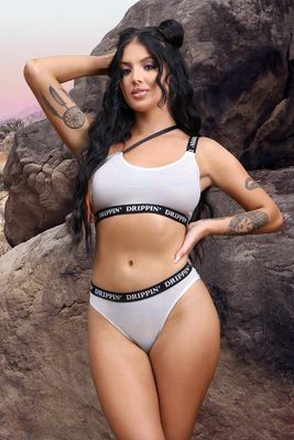 Drippin&#39; One-Shoulder Crop Top &amp; Cheeky Panty