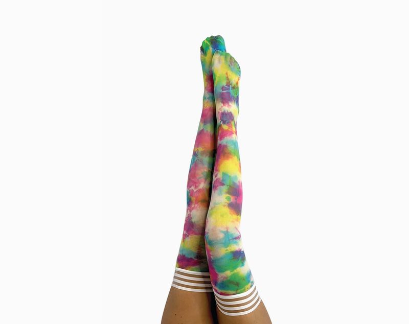 Kix&#39;ies Gilly Rainbow Tie-Dye Thigh Highs