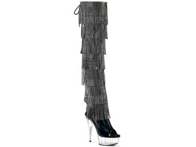 Delight 6&quot; Rhinestone Layered Fringe Boot