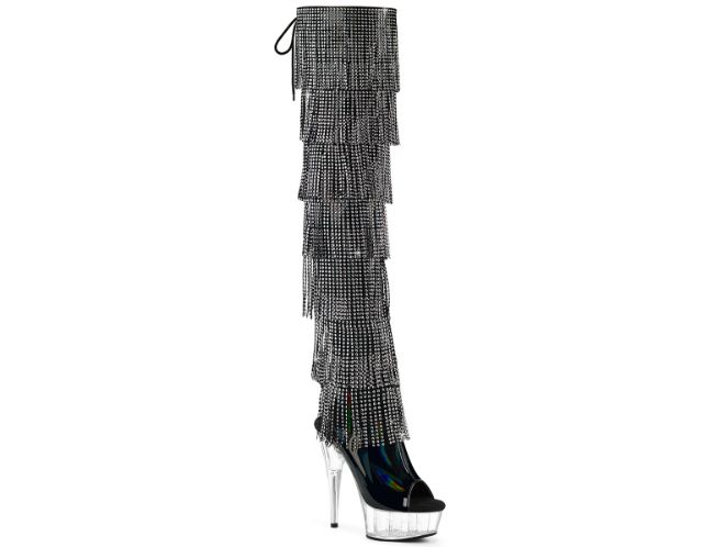 Delight 6&quot; Rhinestone Layered Fringe Boot