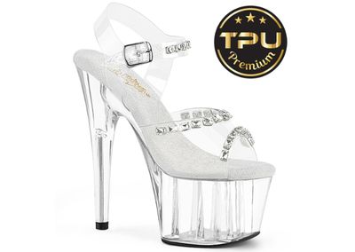 Adore 7&quot; Premium Embellished Clear Platform Sandal