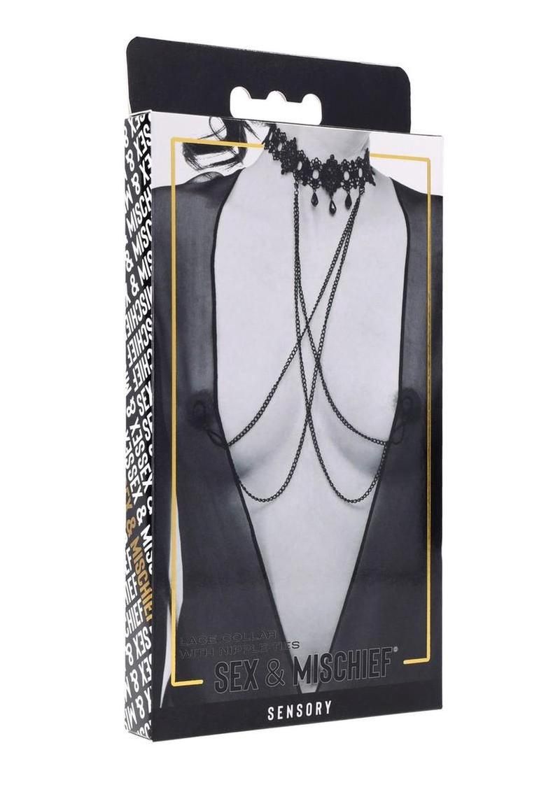 Sex &amp; Mischief Lace Collar with Nipple Ties