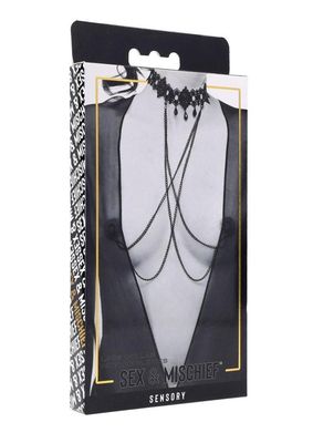 Sex &amp; Mischief Lace Collar with Nipple Ties