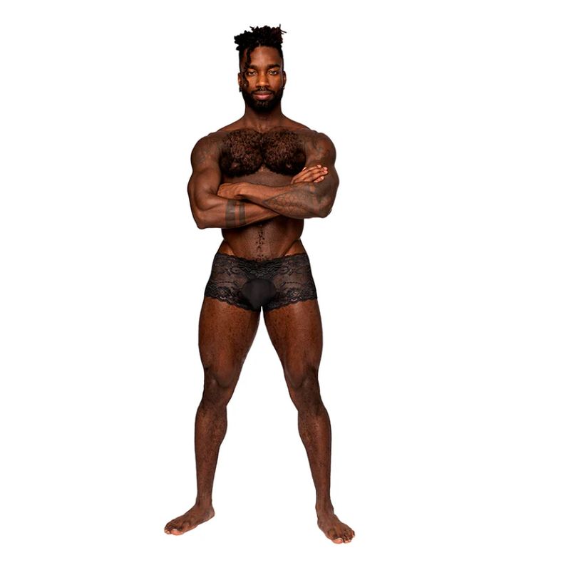 Male Power Sassy Lace Mini Short Sheer Pouch