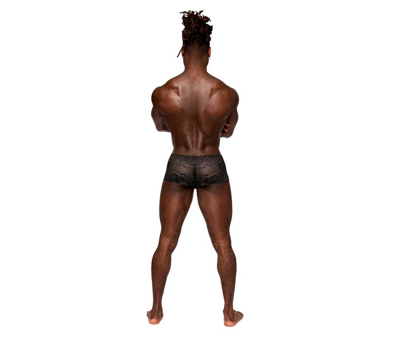 Male Power Sassy Lace Mini Short Sheer Pouch