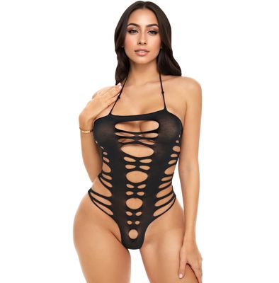 Shredded Halter Teddy