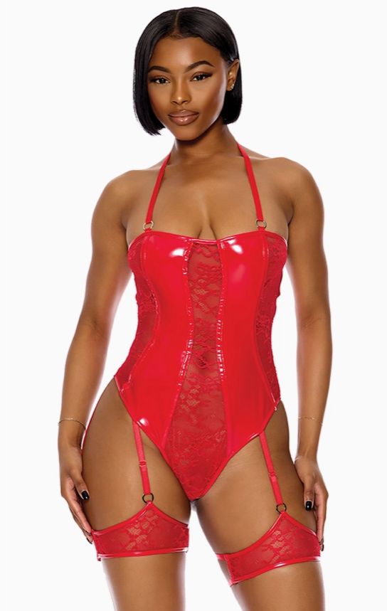 Perfect Pair Vinyl and Lace Teddy
