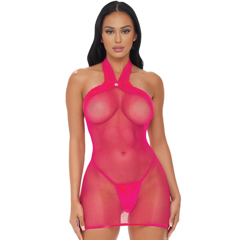 Electric Pink Halter Dress