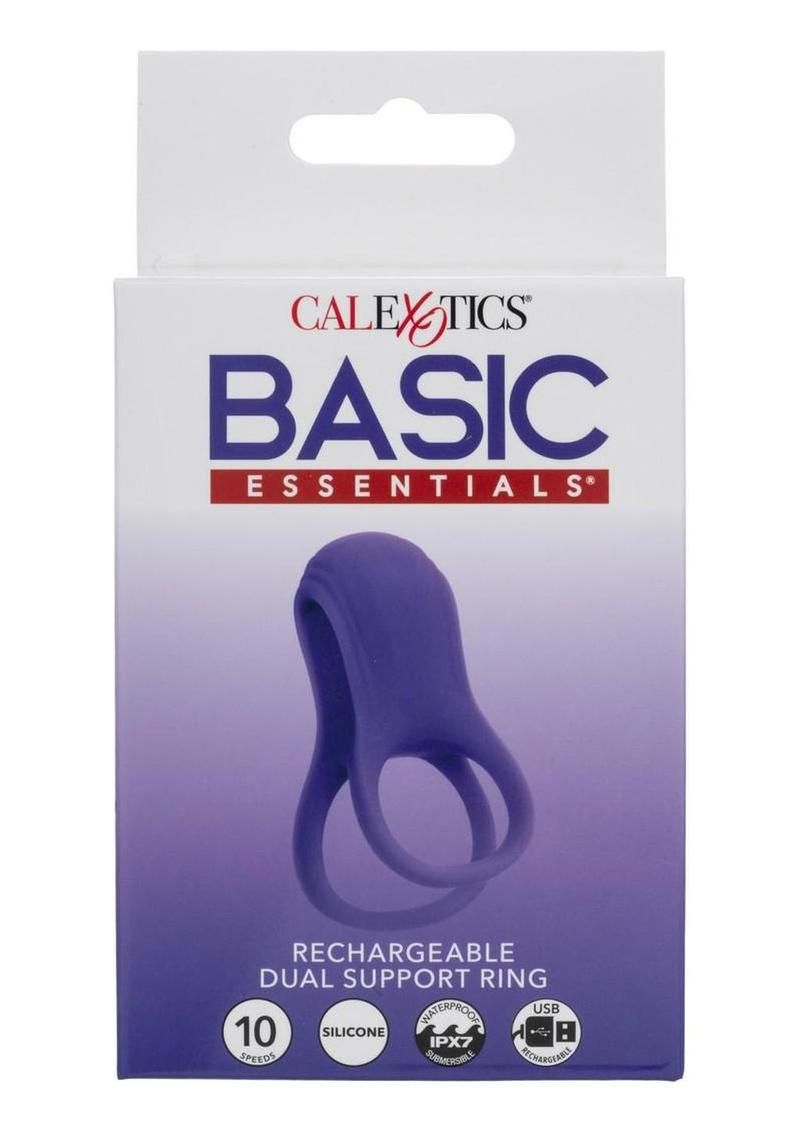Basic Essentials Rechargeable Dual Support Silicone Cock Ring