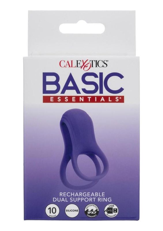 Basic Essentials Rechargeable Dual Support Silicone Cock Ring