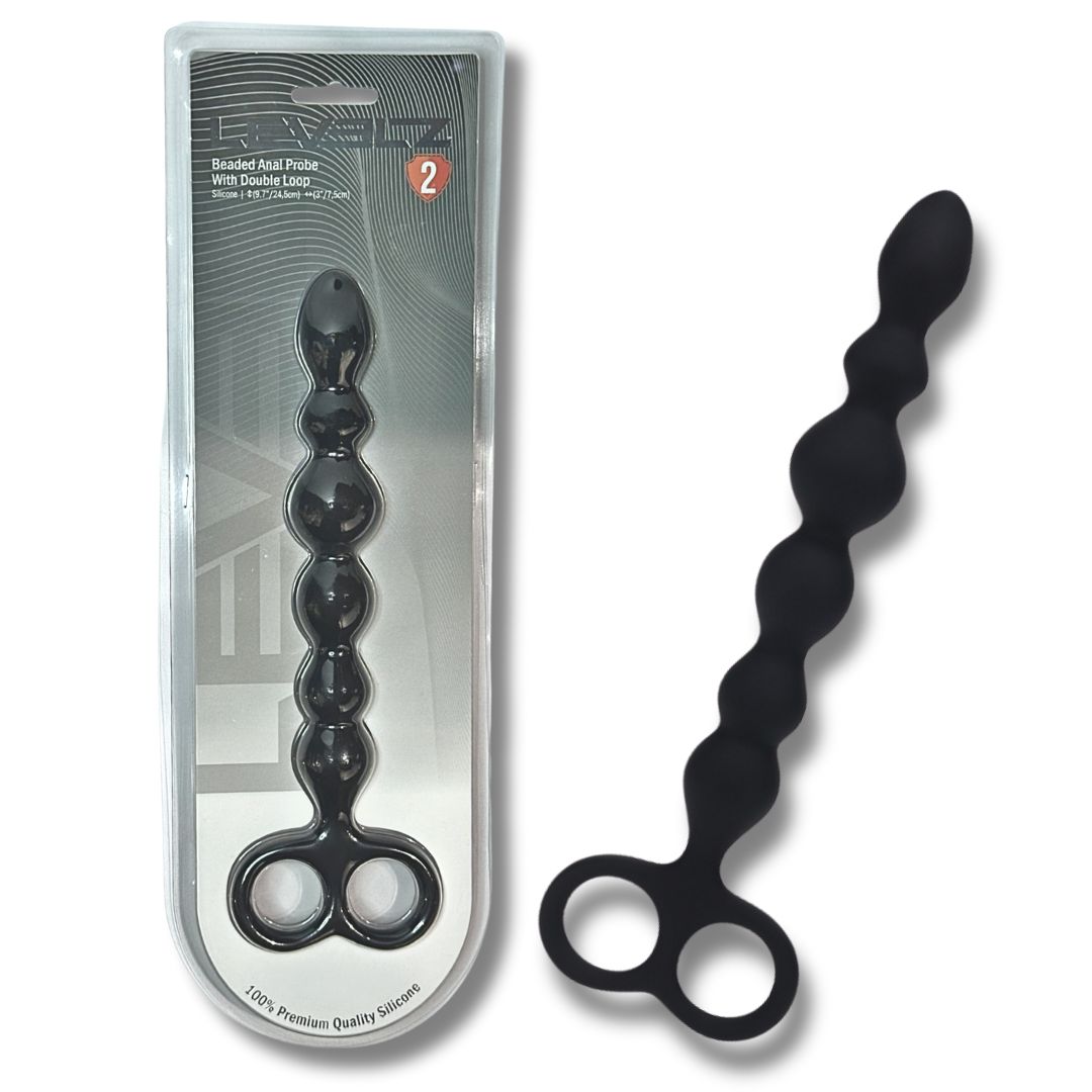 LEVELZ Beaded Silicone Anal Probe with Double Loop