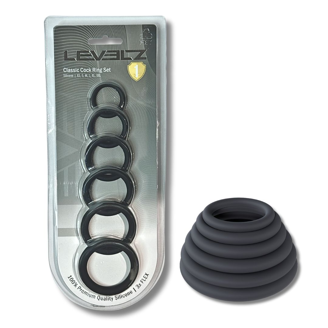 LEVELZ  Classic Silicone Cock Ring Set of 6 All Sizes