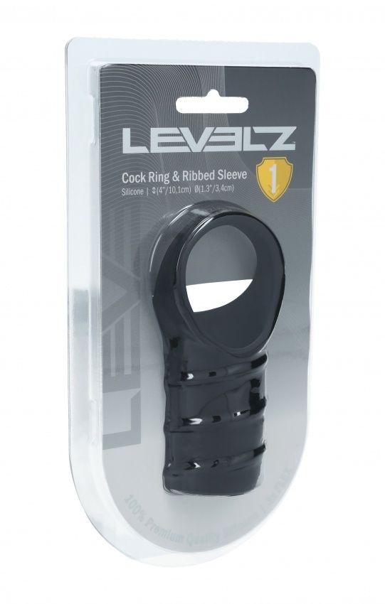 LEVELZ  Silicone Cock Ring &amp; Ribbed Sleeve