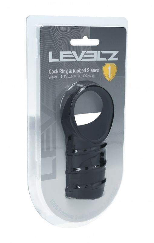LEVELZ  Silicone Cock Ring &amp; Ribbed Sleeve