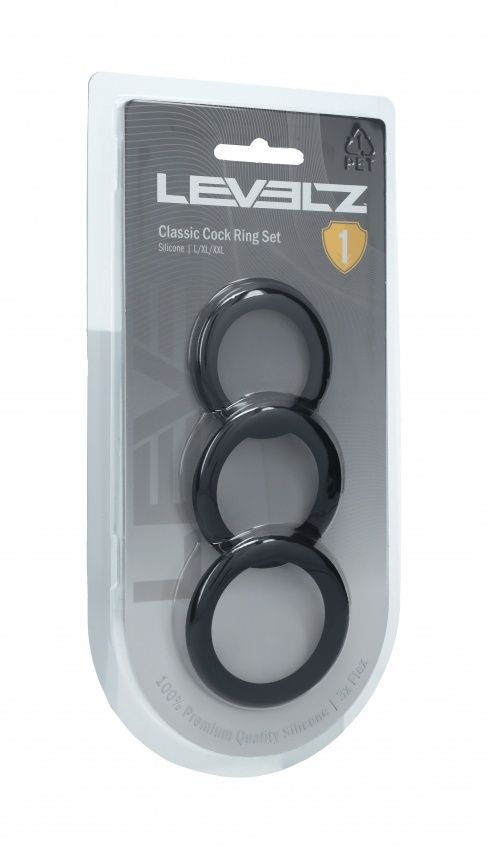 LEVELZ Classic Silicone Cock Ring Set of 3 (L/XL/XXL)