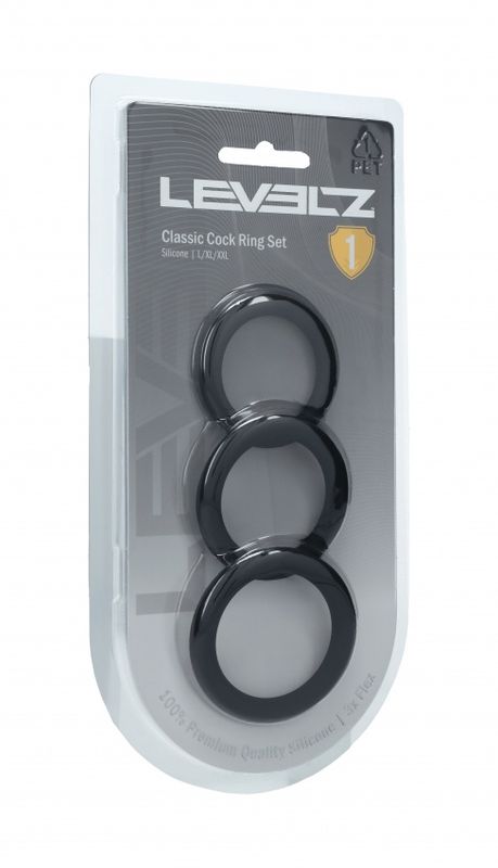 LEVELZ Classic Silicone Cock Ring Set of 3 (L/XL/XXL)