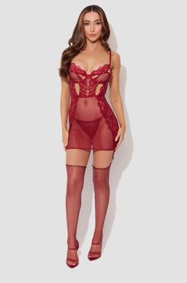Dezi Lace &amp; Chain Chemise Set