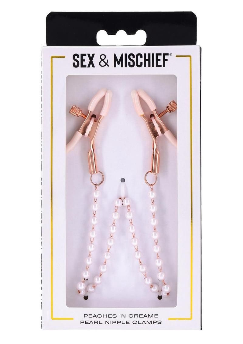 Sex &amp; Mischief Peaches &#39;n CreaMe Pearl Nipple Clamps