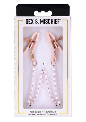 Sex &amp; Mischief Peaches &#39;n CreaMe Pearl Nipple Clamps