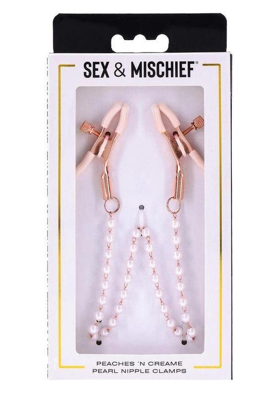 Sex &amp; Mischief Peaches &#39;n CreaMe Pearl Nipple Clamps