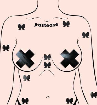Mini Body Pasties 10 Pack Faux Leather Bows