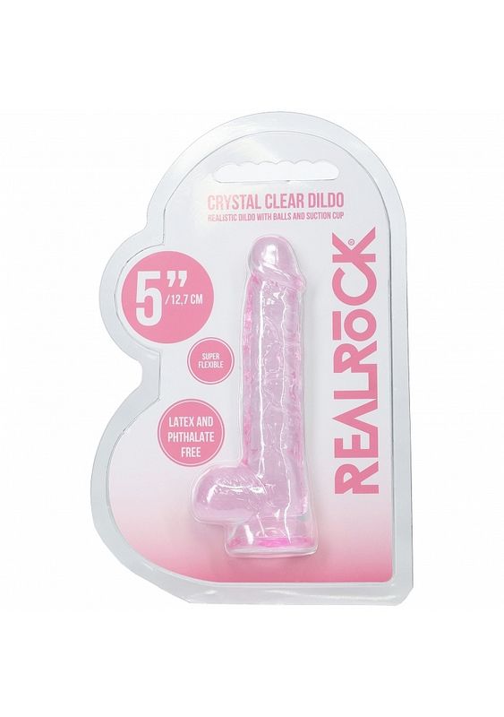 Realrock Crystal Clear 5&quot; Dildo with Balls