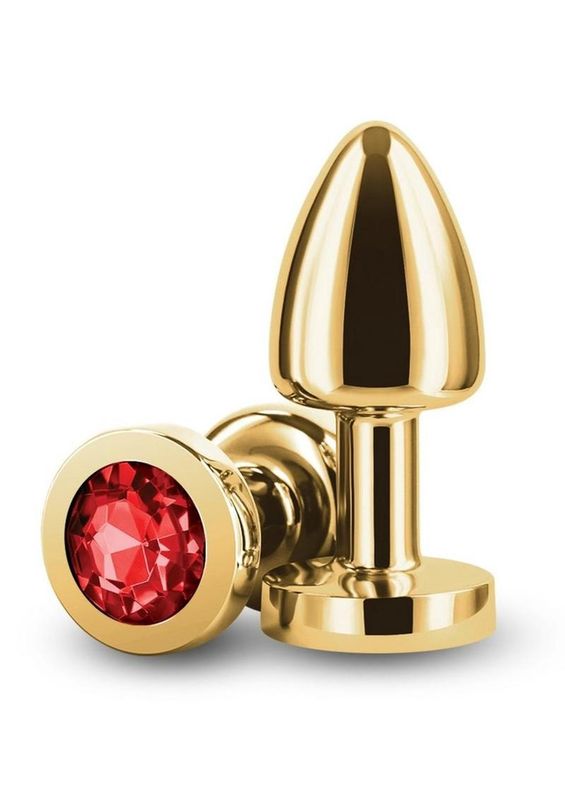 Rear Assets Petite Gold Anal Plug with Red Gem