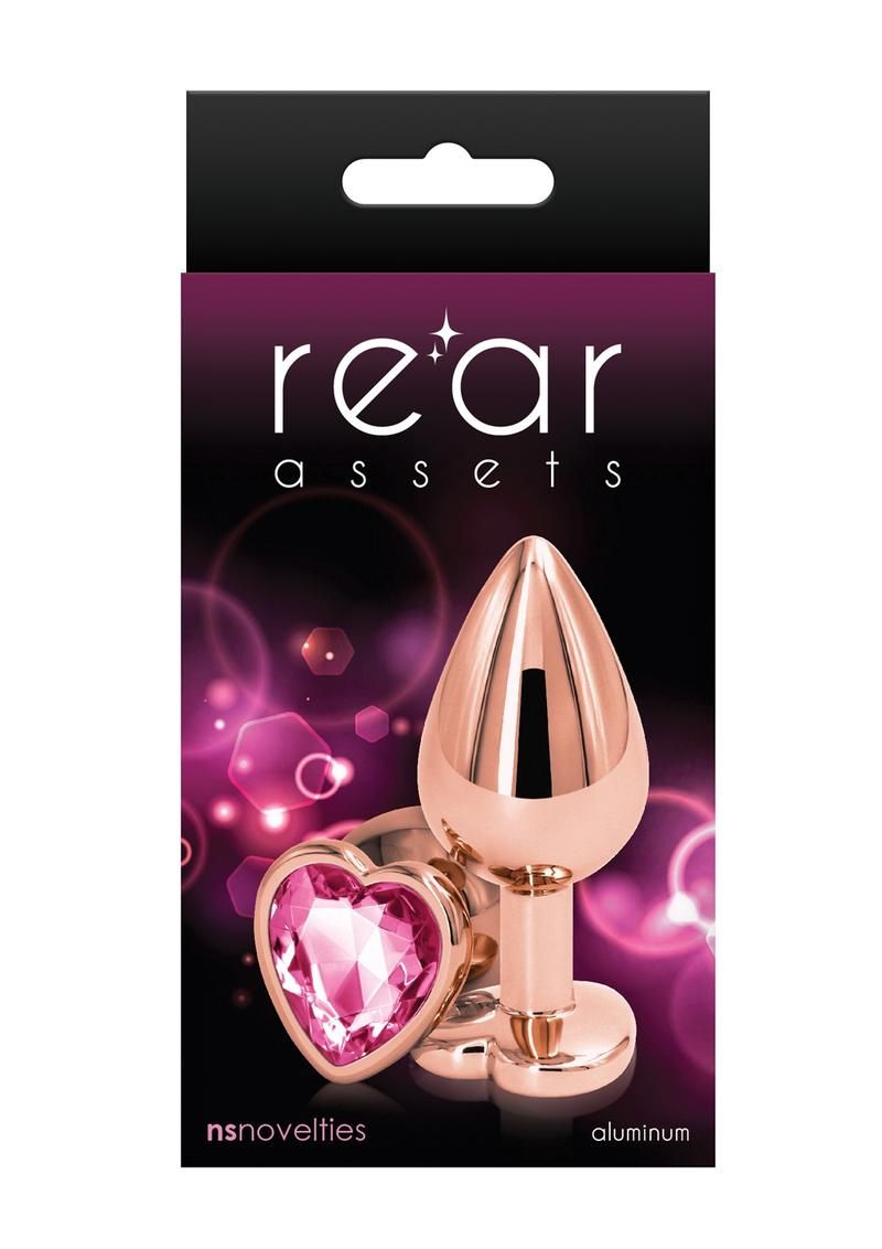 Rear Assets Pink Rose Gold Heart Anal Plug