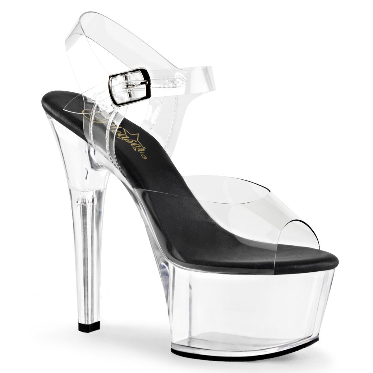 Aspire 6" Clear Ankle Strap Heel, Size: 6