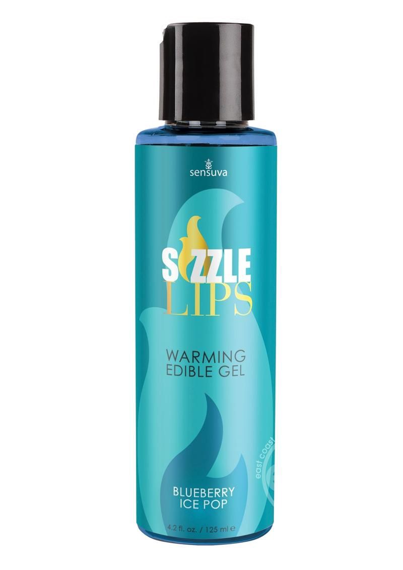 Sizzle Lips Edible Warming Gel, Flavor: Blueberry Ice Pop, Size: 4 oz