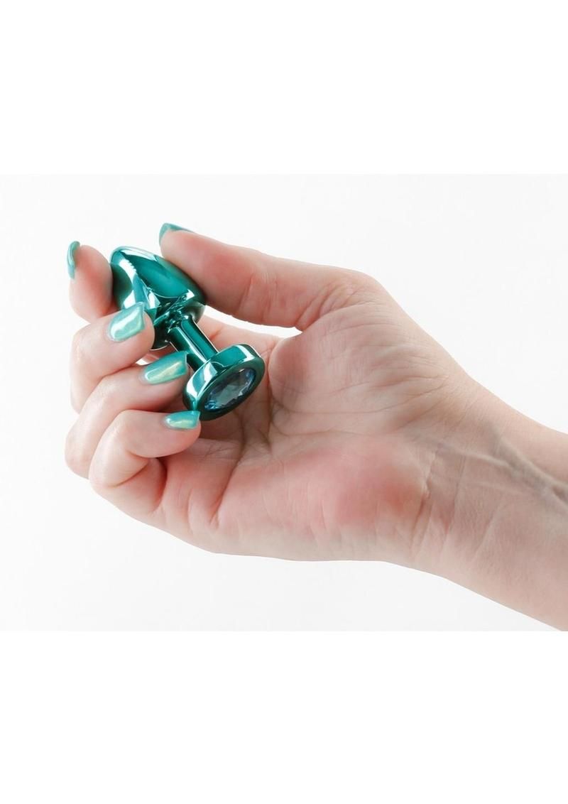 Rear Assets Teal Aluminum Anal Plug, Size: Petite