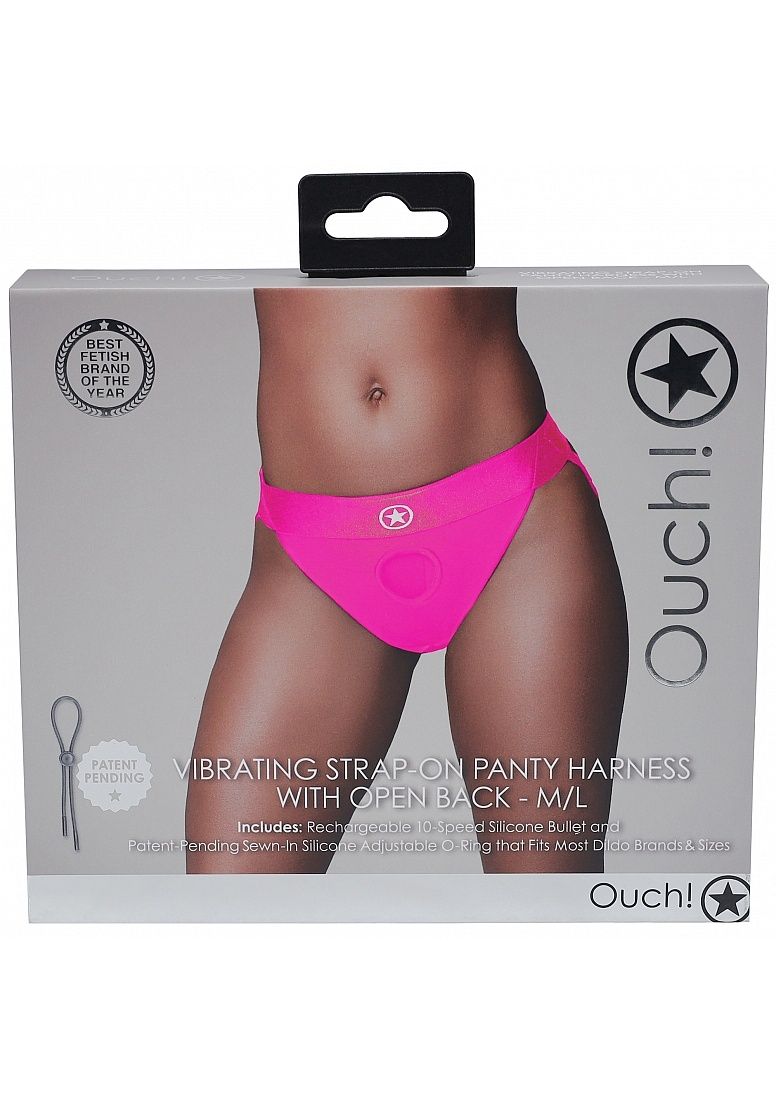Rechargeable Vibrating Strap-On Panty with Adjustable O-Ring, Color: Pink, Size: XS/S