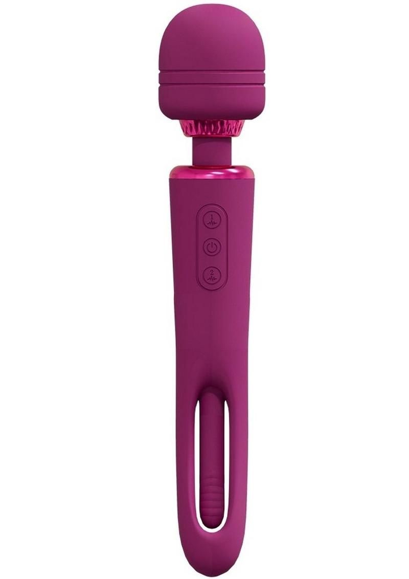 Vive Kiku Double Ended  Rechargeable Wand with G-Spot Stimulator, Color: Pink