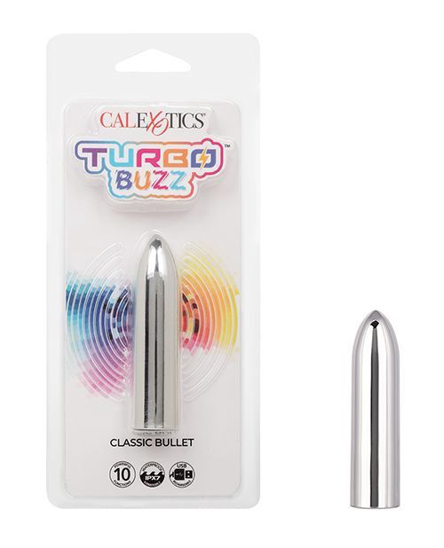 Turbo Buzz Classic Rechargeable Bullet, Color: Silver