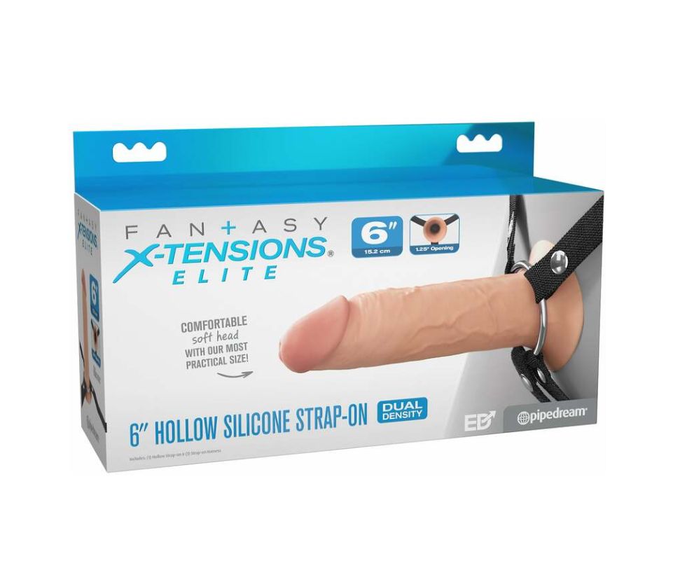 Fantasy X-Tensions Elite Hollow Silicone Strap-On 6" Vanilla, Color: Vanilla