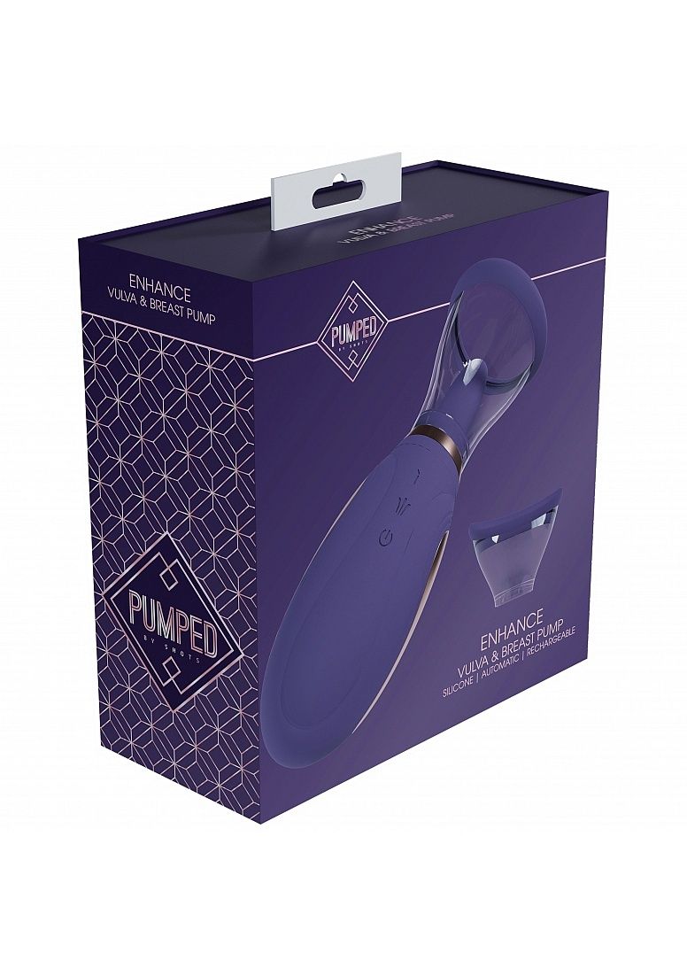 Pumped Enhance Automatic 13 Speed Rechargeable Vulva and Breast Pump, Color: Purple