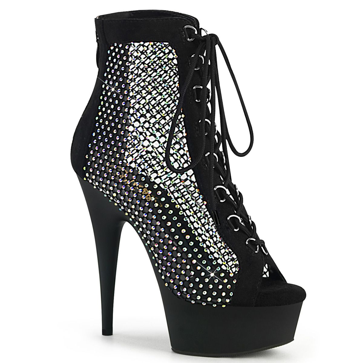Delight 6" Rhinestone Mesh Ankle Boot, Size: 6